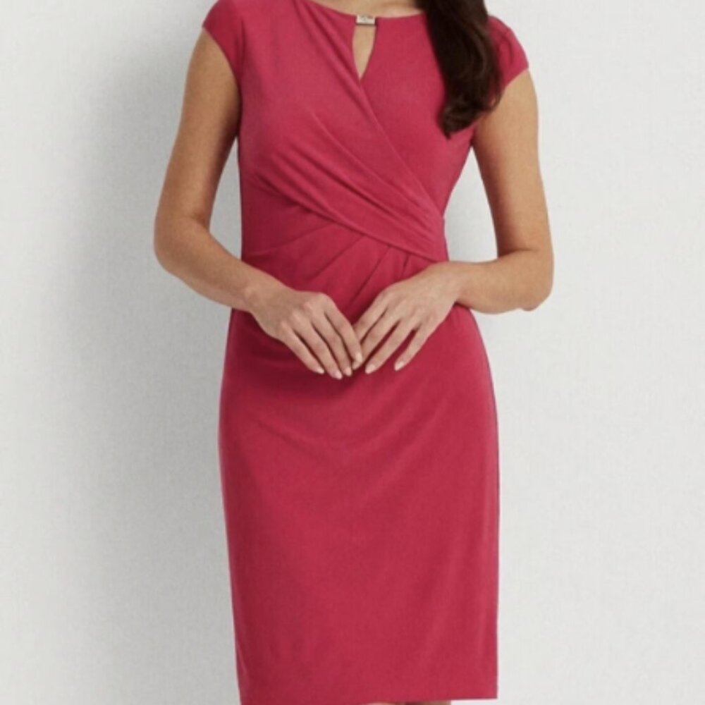 Lauren Ralph Lauren Keyhole Stretch Dress in Orchid / Hot Pink Size 10 NWT